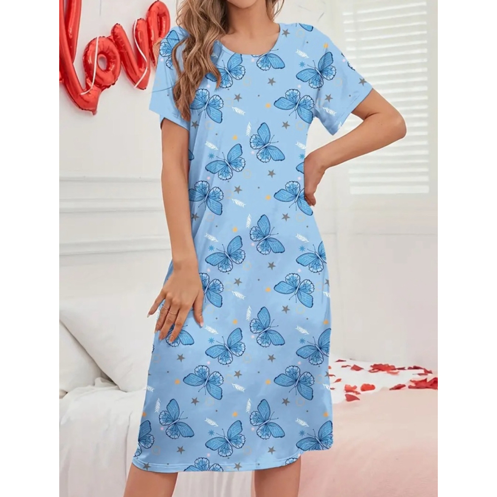 3 for $25. Women Sleepwear Dress medium Blue Butterfly - Picture 4 of 4